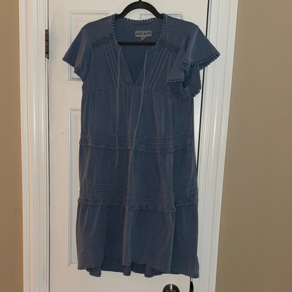 Knox Rose Blue Mini Dress with Short Sleeves